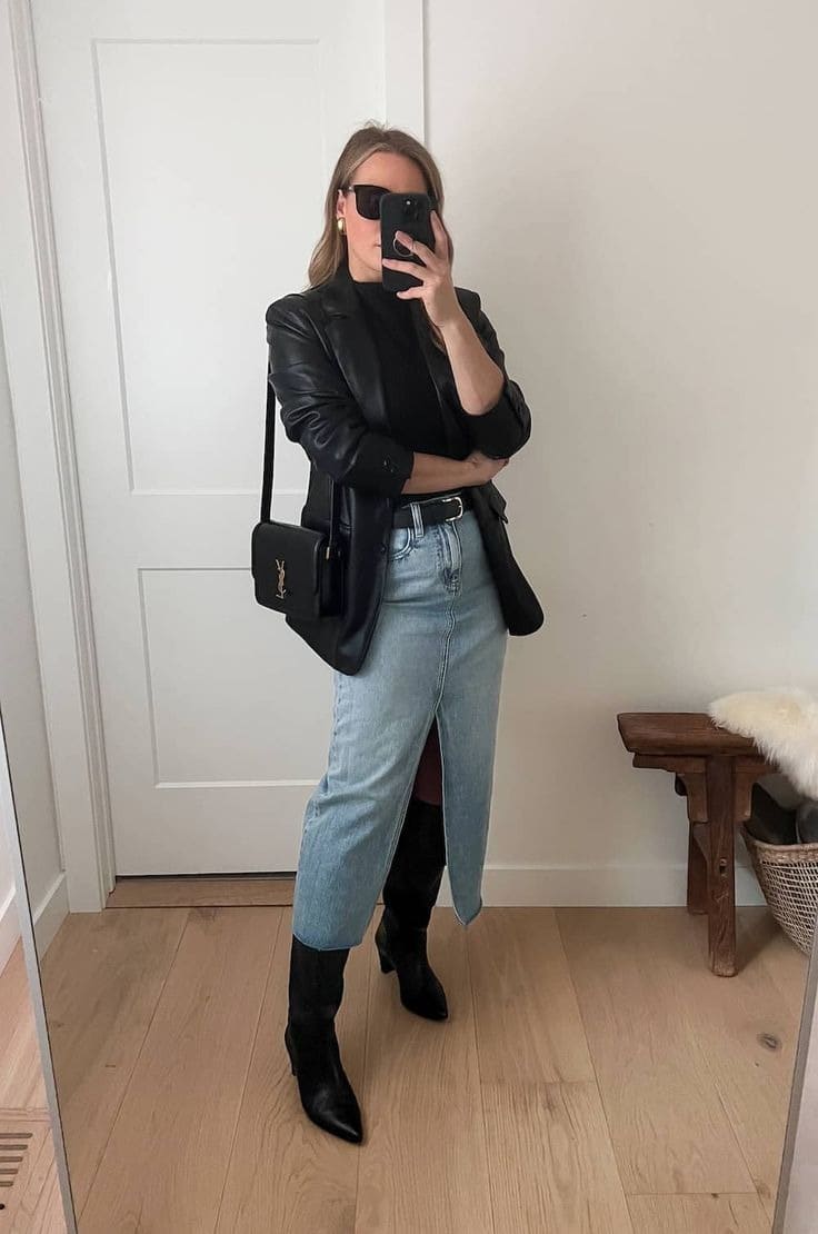 Leather blazer styling