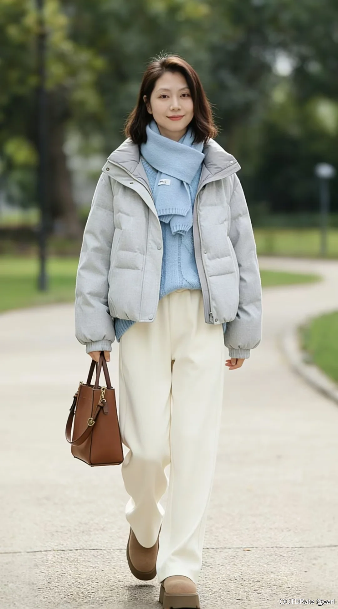 Casual Chic Winter Style with Light Blue and Gray Layers