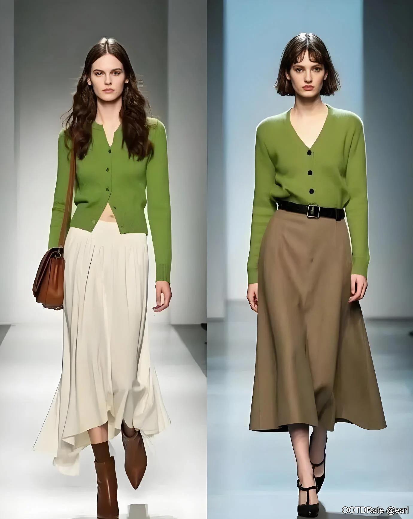 Elegant Green Cardigan Paired with Earthy Tones for a Chic and Sophisticated Look