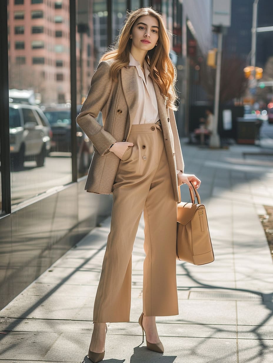 Blazer with wide-leg pants relaxed sophisticated office look