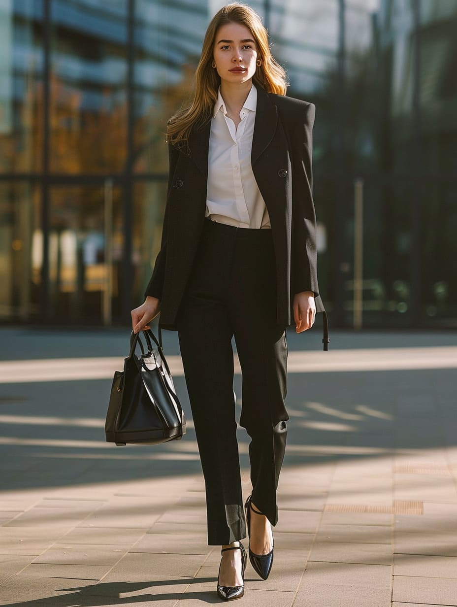 Classic blazer spring workwear black gray beige office outfit
